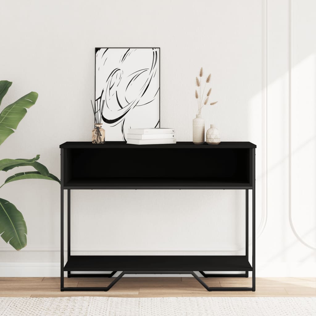 Wandtafel 100x35x74,5 cm bewerkt hout zwart is nu te koop bij PeponiXL, paradijselijk wonen!