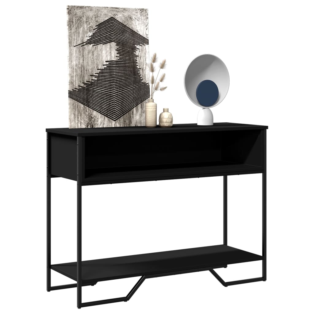 Wandtafel 100x35x74,5 cm bewerkt hout zwart is nu te koop bij PeponiXL, paradijselijk wonen!