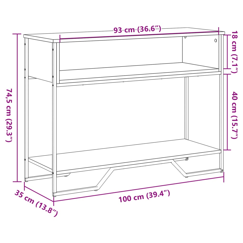 Wandtafel 100x35x74,5 cm bewerkt hout sonoma eikenkleurig is nu te koop bij PeponiXL, paradijselijk wonen!