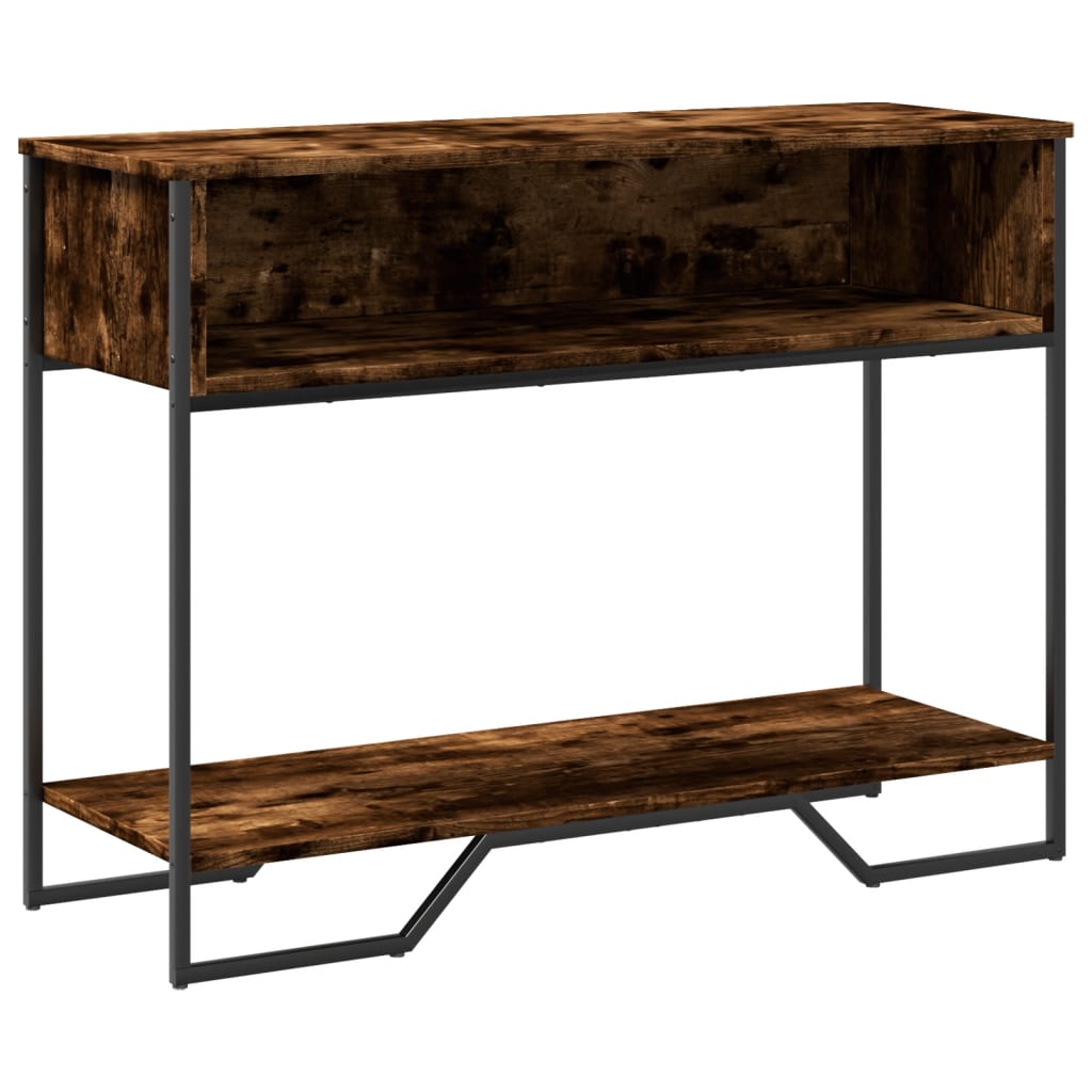 Wandtafel 100x35x74,5 cm bewerkt hout gerookt eikenkleurig is nu te koop bij PeponiXL, paradijselijk wonen!