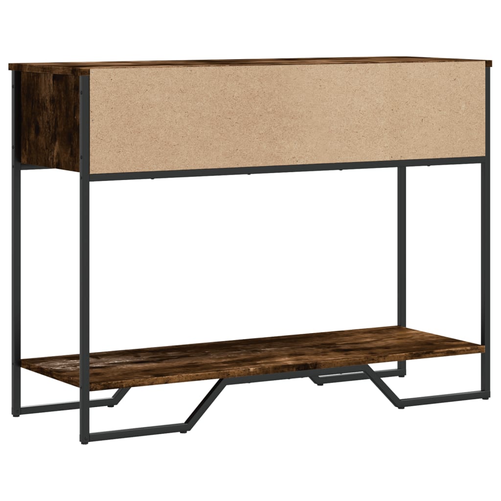 Wandtafel 100x35x74,5 cm bewerkt hout gerookt eikenkleurig is nu te koop bij PeponiXL, paradijselijk wonen!