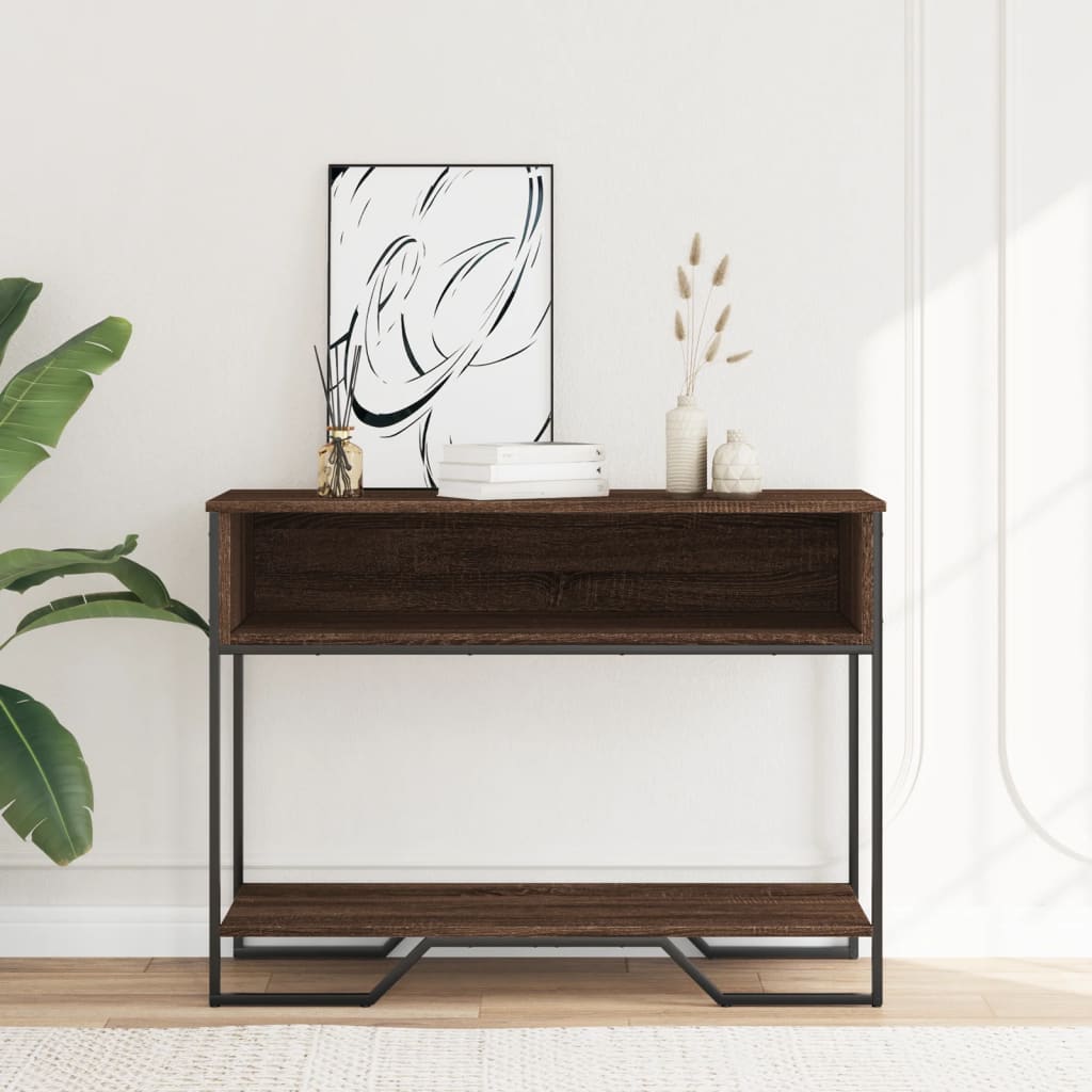 Wandtafel 100x35x74,5 cm bewerkt hout bruin eikenkleurig is nu te koop bij PeponiXL, paradijselijk wonen!