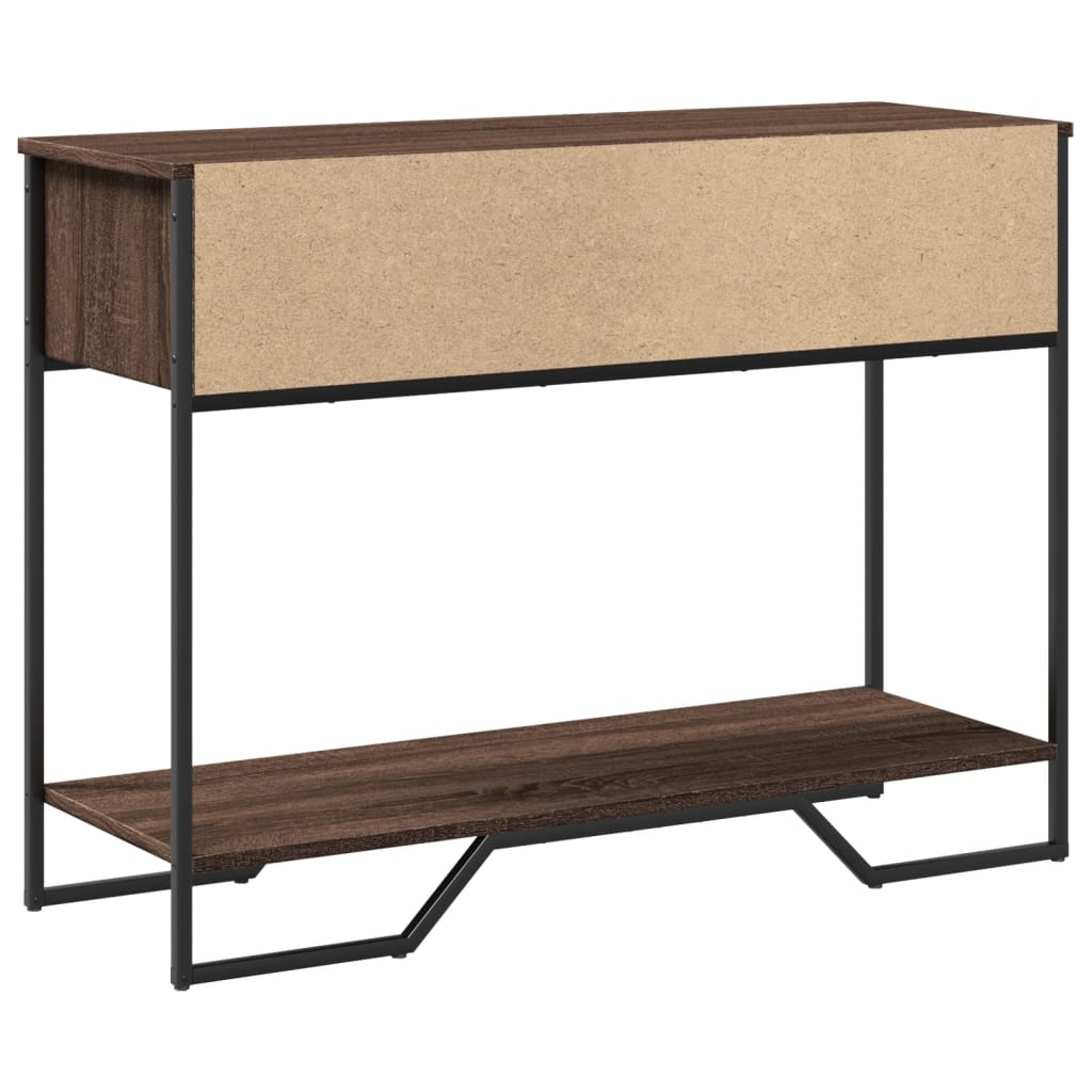 Wandtafel 100x35x74,5 cm bewerkt hout bruin eikenkleurig is nu te koop bij PeponiXL, paradijselijk wonen!
