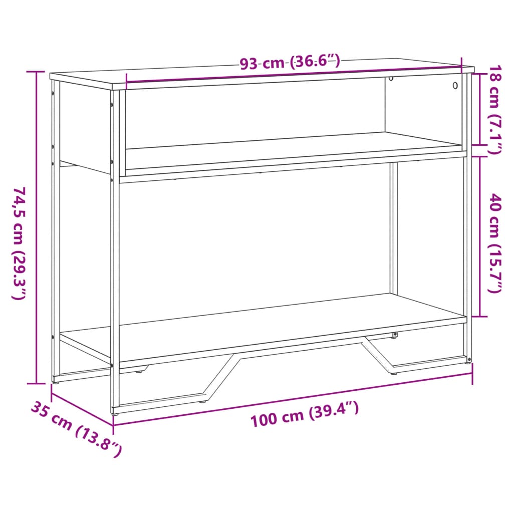 Wandtafel 100x35x74,5 cm bewerkt hout bruin eikenkleurig is nu te koop bij PeponiXL, paradijselijk wonen!