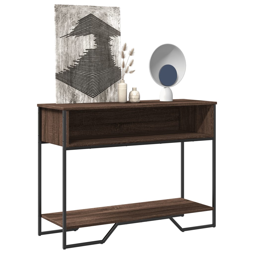 Wandtafel 100x35x74,5 cm bewerkt hout bruin eikenkleurig is nu te koop bij PeponiXL, paradijselijk wonen!