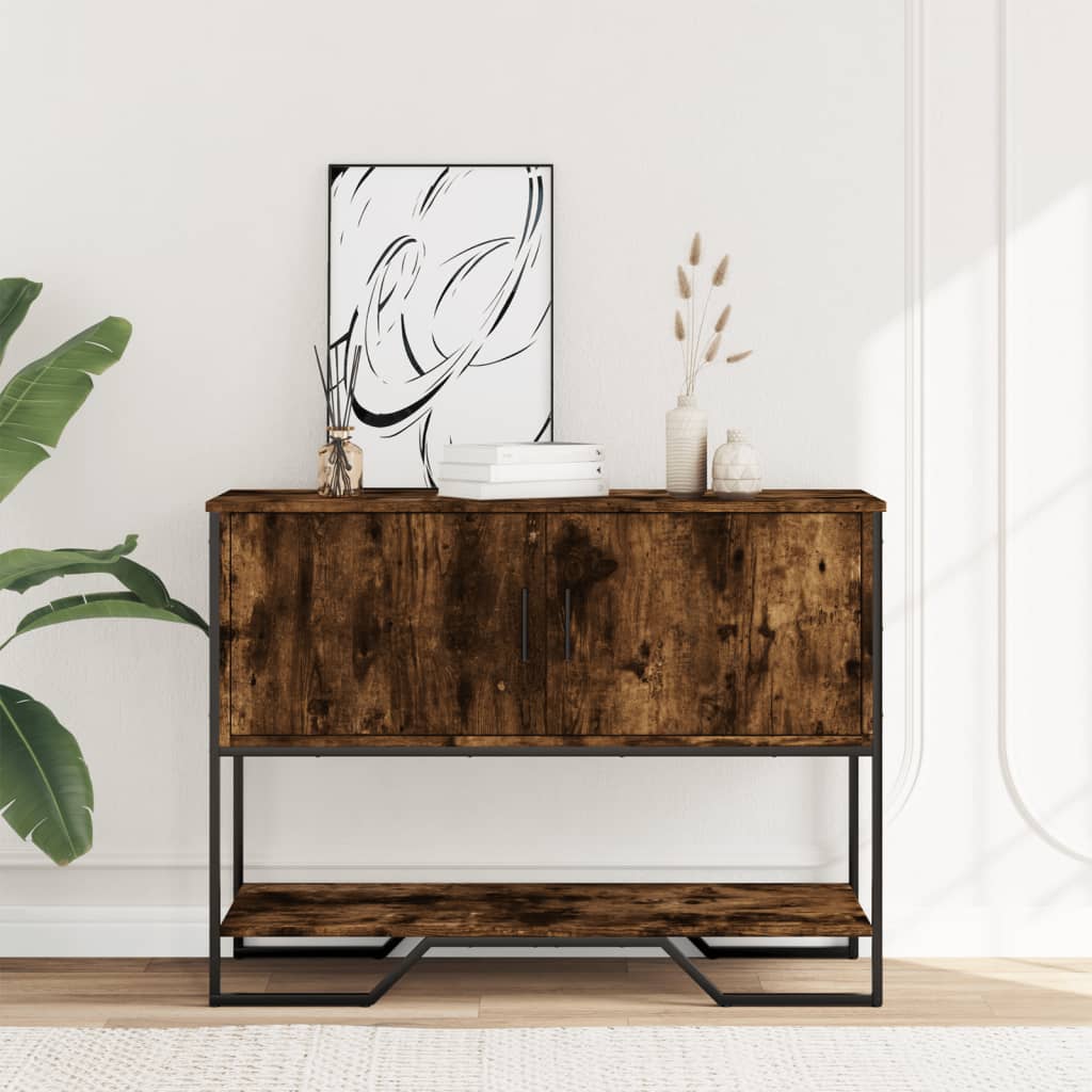 Wandtafel 100x35x74,5 cm bewerkt hout gerookt eikenkleurig is nu te koop bij PeponiXL, paradijselijk wonen!