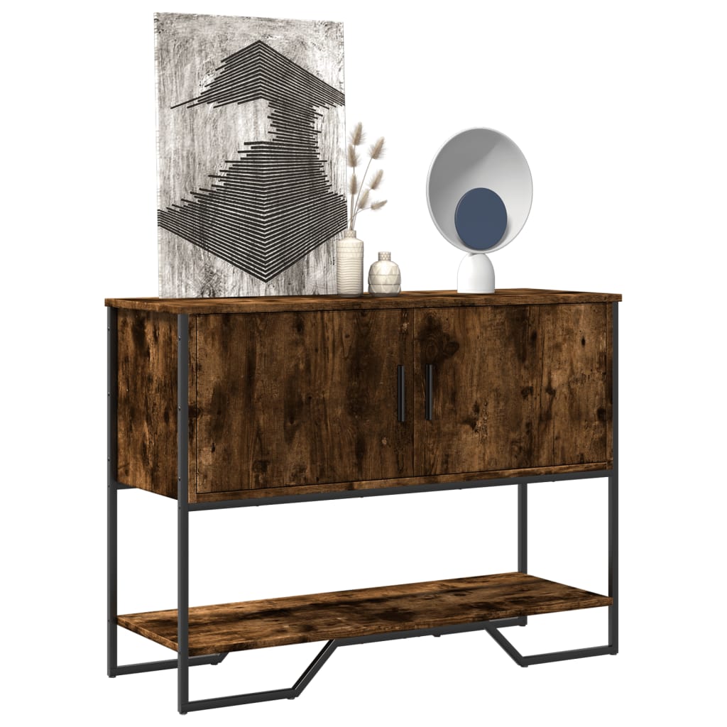 Wandtafel 100x35x74,5 cm bewerkt hout gerookt eikenkleurig is nu te koop bij PeponiXL, paradijselijk wonen!
