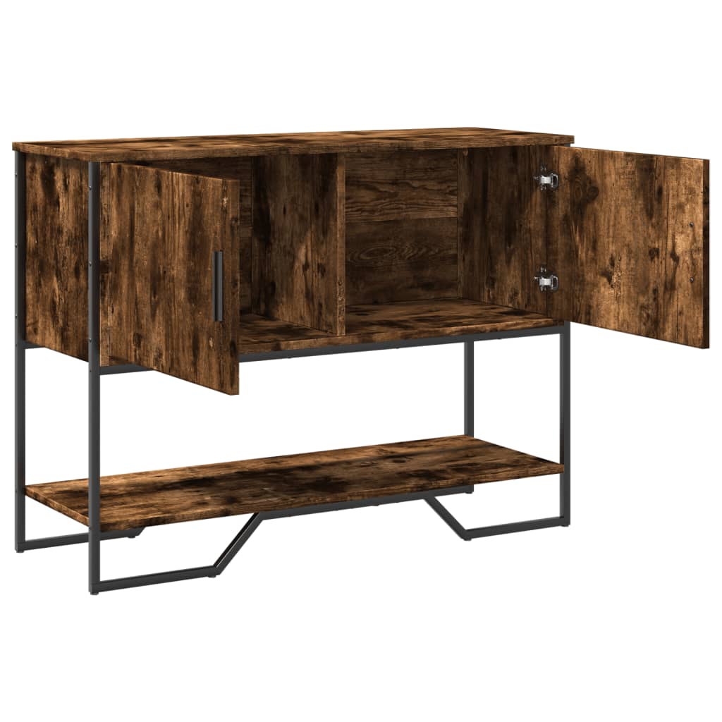 Wandtafel 100x35x74,5 cm bewerkt hout gerookt eikenkleurig is nu te koop bij PeponiXL, paradijselijk wonen!
