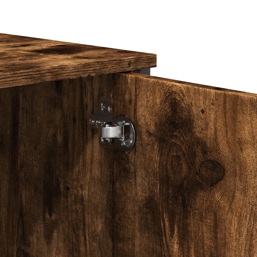 Wandtafel 100x35x74,5 cm bewerkt hout gerookt eikenkleurig is nu te koop bij PeponiXL, paradijselijk wonen!