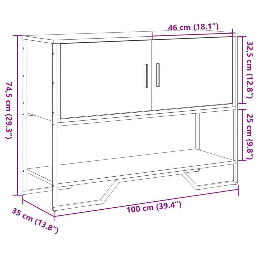 Wandtafel 100x35x74,5 cm bewerkt hout gerookt eikenkleurig is nu te koop bij PeponiXL, paradijselijk wonen!