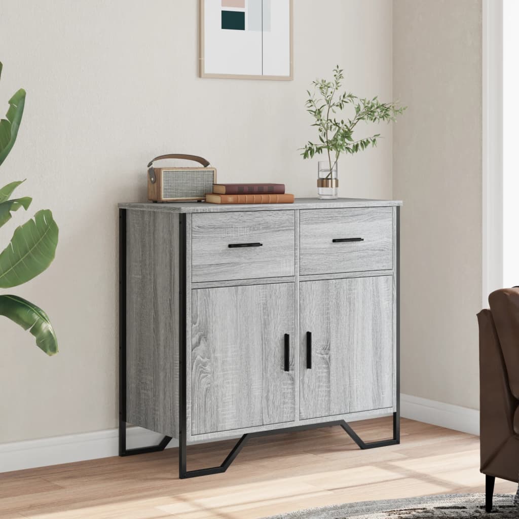 Dressoir 79.5x35,5x74,5 cm bewerkt hout grijs sonoma eikenkleur is nu te koop bij PeponiXL, paradijselijk wonen!