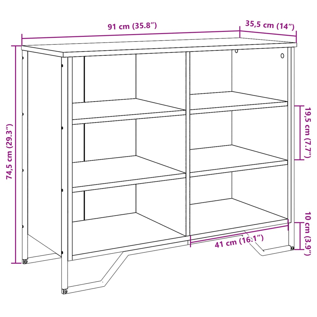 Dressoir 91x35,5x74,5 cm bewerkt hout grijs sonoma eikenkleurig is nu te koop bij PeponiXL, paradijselijk wonen!