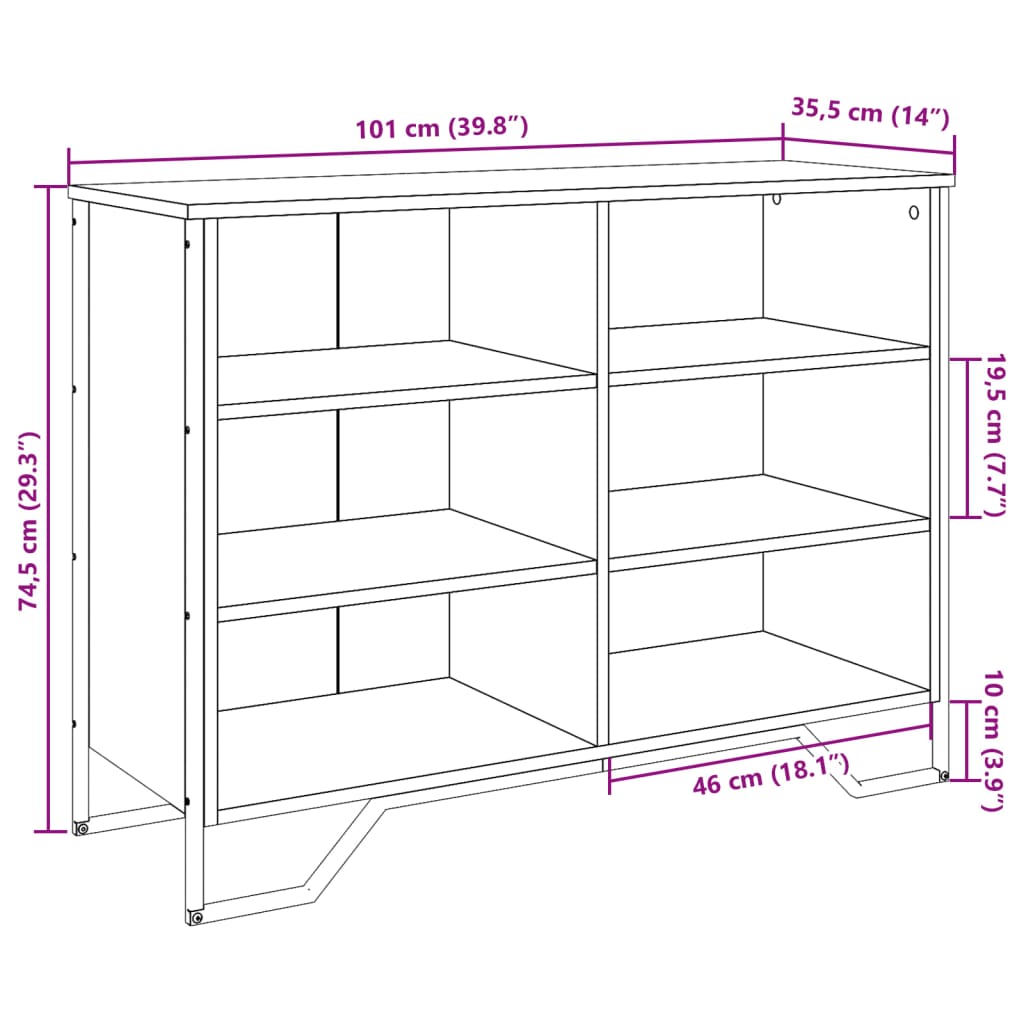 Dressoir 101x35,5x74,5 cm bewerkt hout zwart is nu te koop bij PeponiXL, paradijselijk wonen!