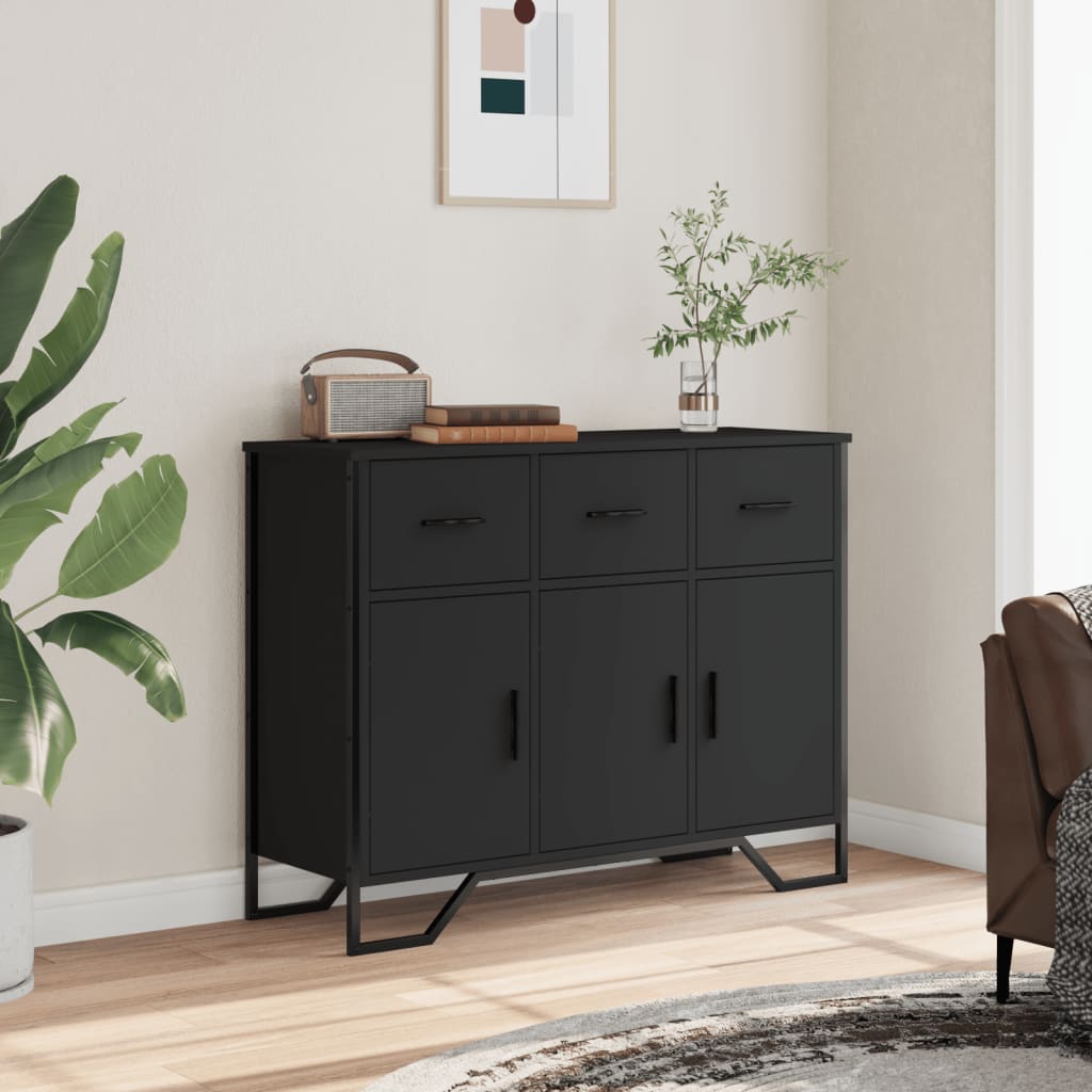 Dressoir 97x32,5x74,5 cm bewerkt hout zwart is nu te koop bij PeponiXL, paradijselijk wonen!