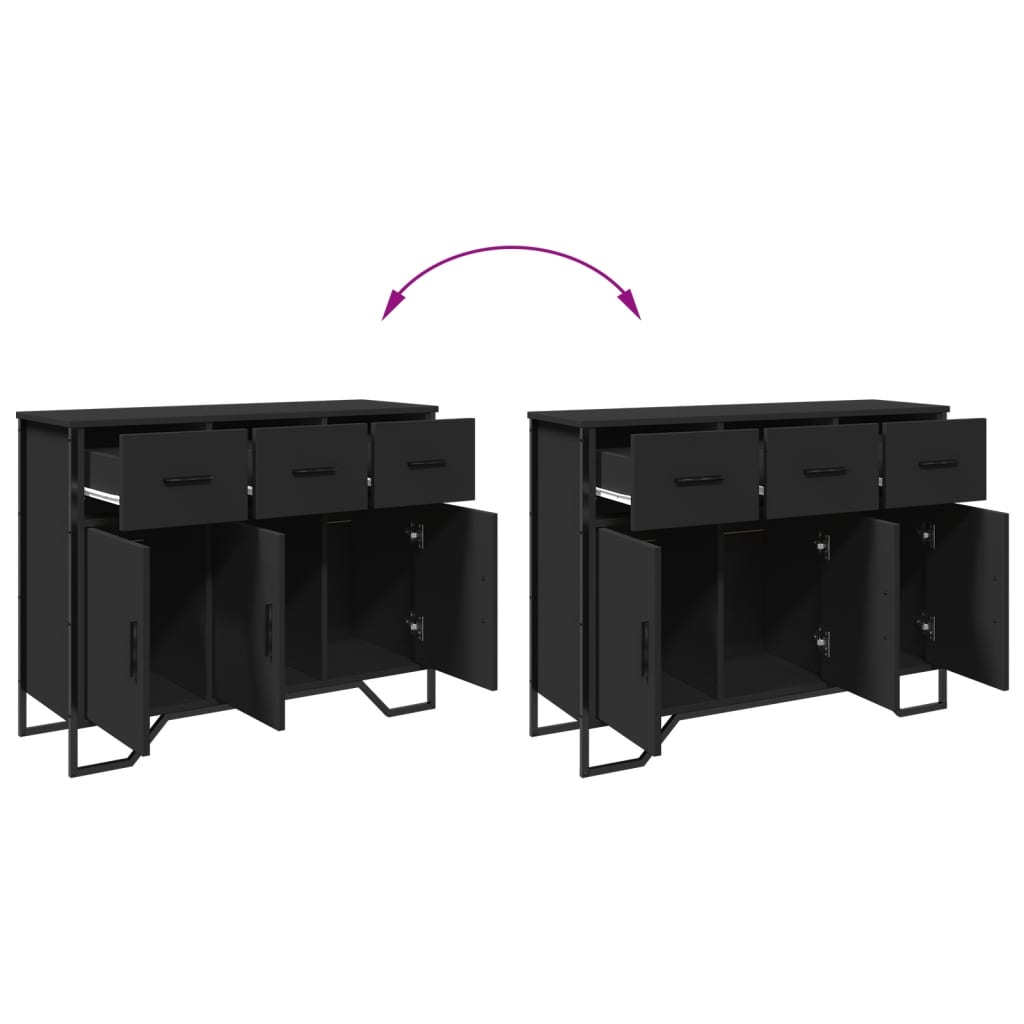 Dressoir 97x32,5x74,5 cm bewerkt hout zwart is nu te koop bij PeponiXL, paradijselijk wonen!