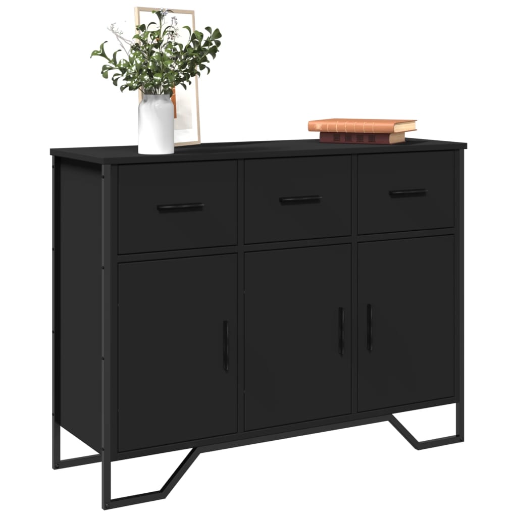 Dressoir 97x32,5x74,5 cm bewerkt hout zwart is nu te koop bij PeponiXL, paradijselijk wonen!
