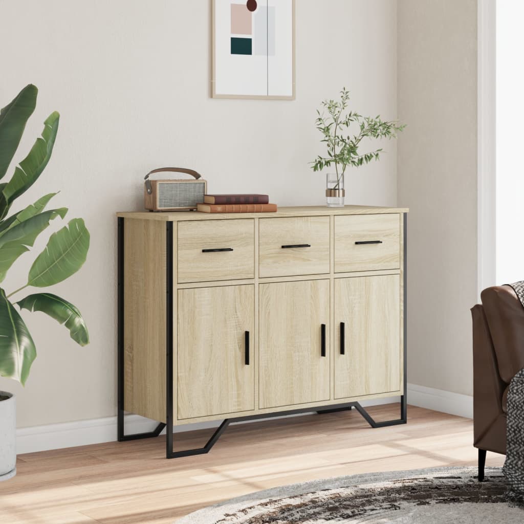 Dressoir 97x32,5x74,5 cm bewerkt hout sonoma eikenkleurig is nu te koop bij PeponiXL, paradijselijk wonen!