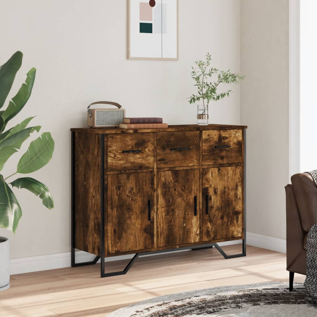 Dressoir 97x32,5x74,5 cm bewerkt hout gerookt eikenkleurig is nu te koop bij PeponiXL, paradijselijk wonen!