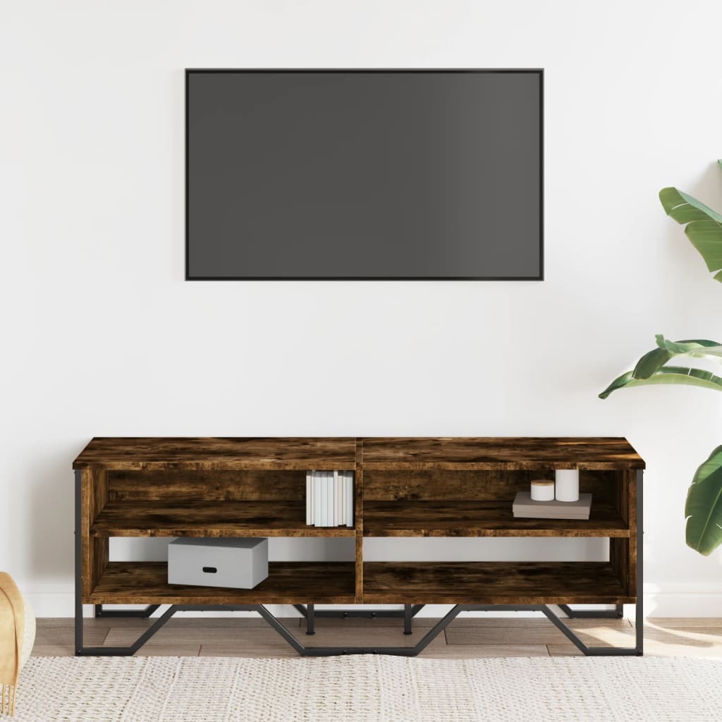 Tv-meubel 122x34x41 cm bewerkt hout gerookt eikenkleurig is nu te koop bij PeponiXL, paradijselijk wonen!