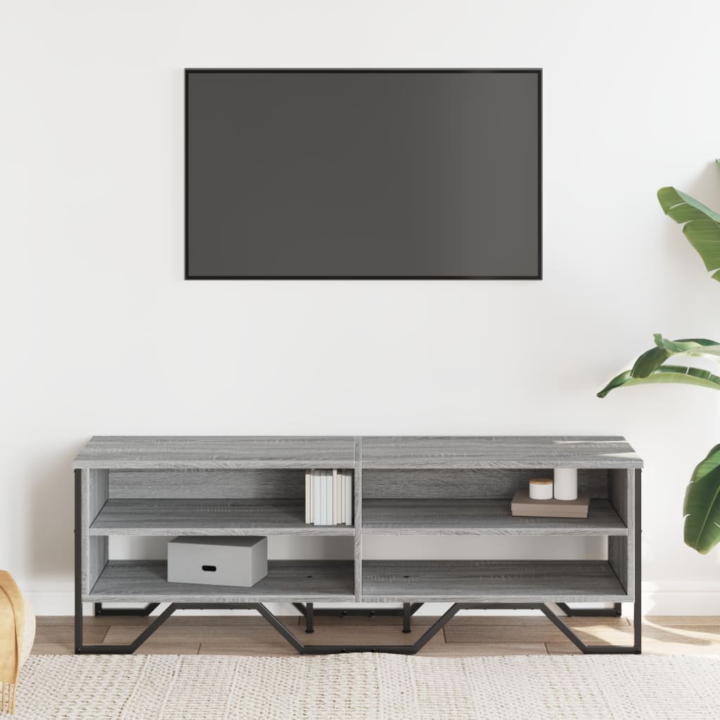 Tv-meubel 122x34x41 cm bewerkt hout grijs sonoma eikenkleurig is nu te koop bij PeponiXL, paradijselijk wonen!