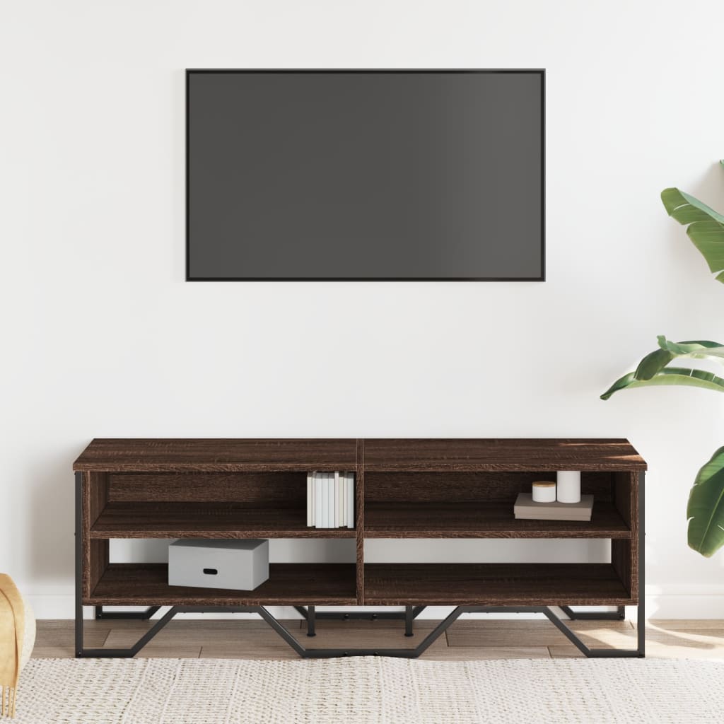Tv-meubel 122x34x41 cm bewerkt hout bruin eikenkleurig is nu te koop bij PeponiXL, paradijselijk wonen!