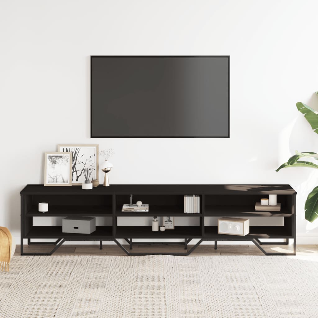Tv-meubel 180x34x41 cm bewerkt hout zwart is nu te koop bij PeponiXL, paradijselijk wonen!