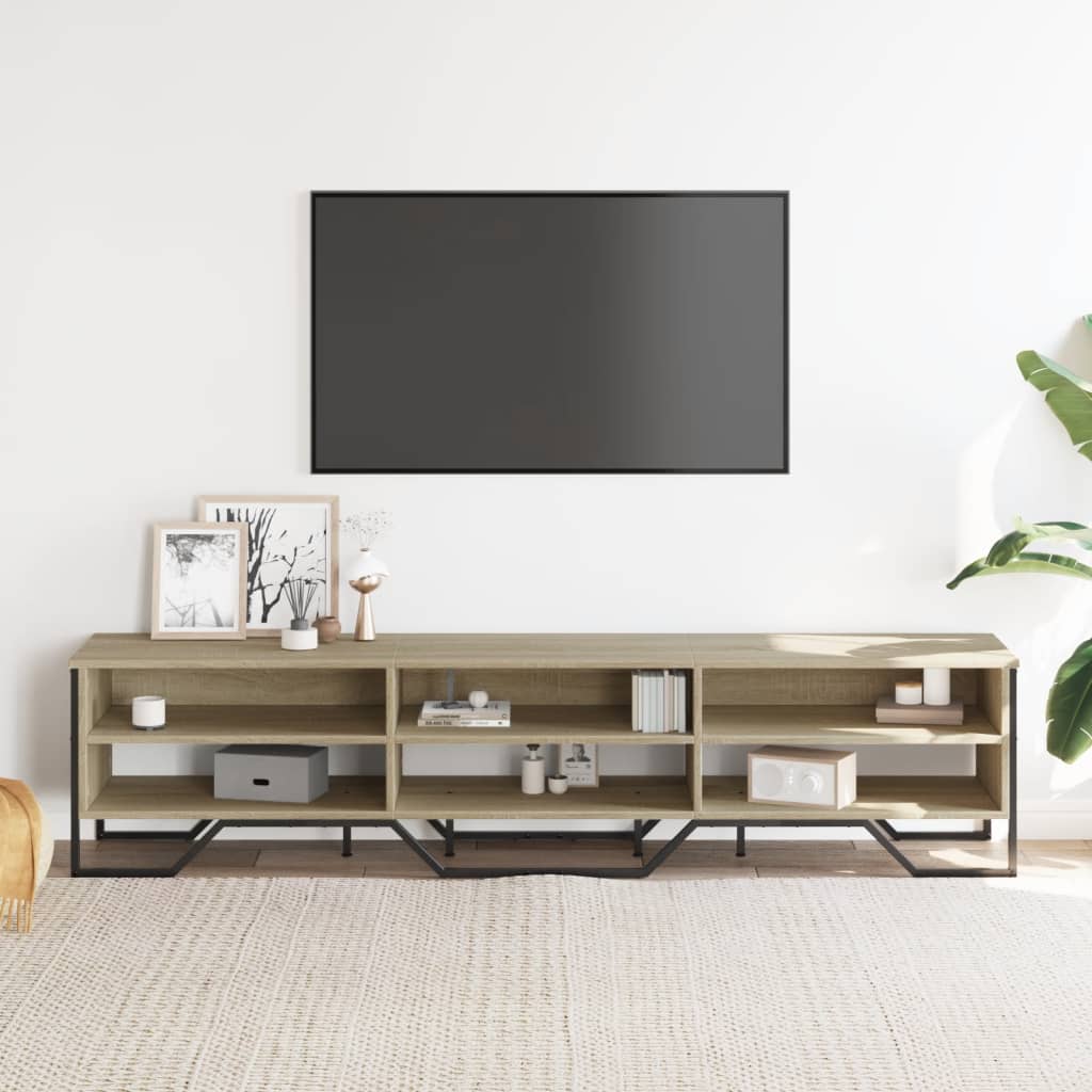 Tv-meubel 180x34x41 cm bewerkt hout sonoma eikenkleurig is nu te koop bij PeponiXL, paradijselijk wonen!