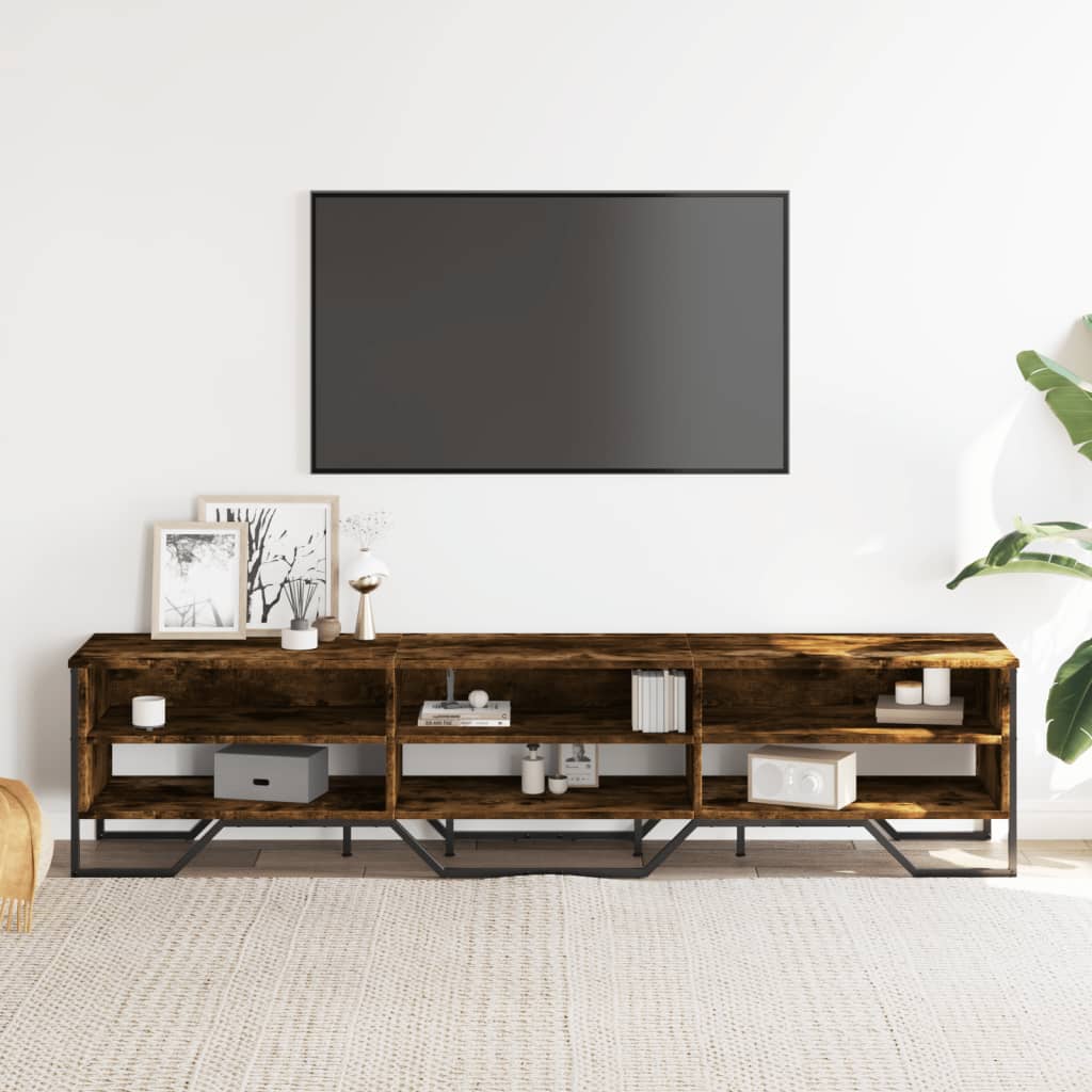 Tv-meubel 180x34x41 cm bewerkt hout gerookt eikenkleurig is nu te koop bij PeponiXL, paradijselijk wonen!