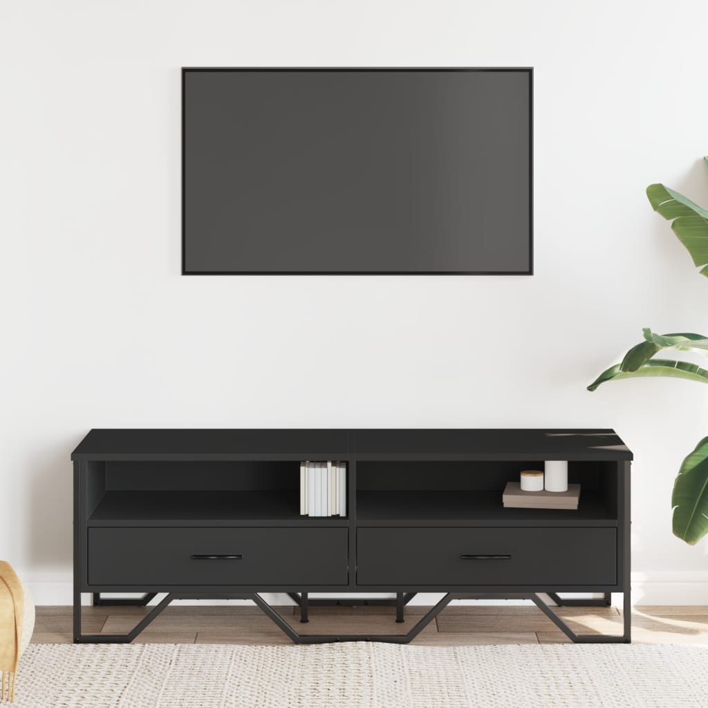 Tv-meubel 122x34x41 cm bewerkt hout zwart is nu te koop bij PeponiXL, paradijselijk wonen!