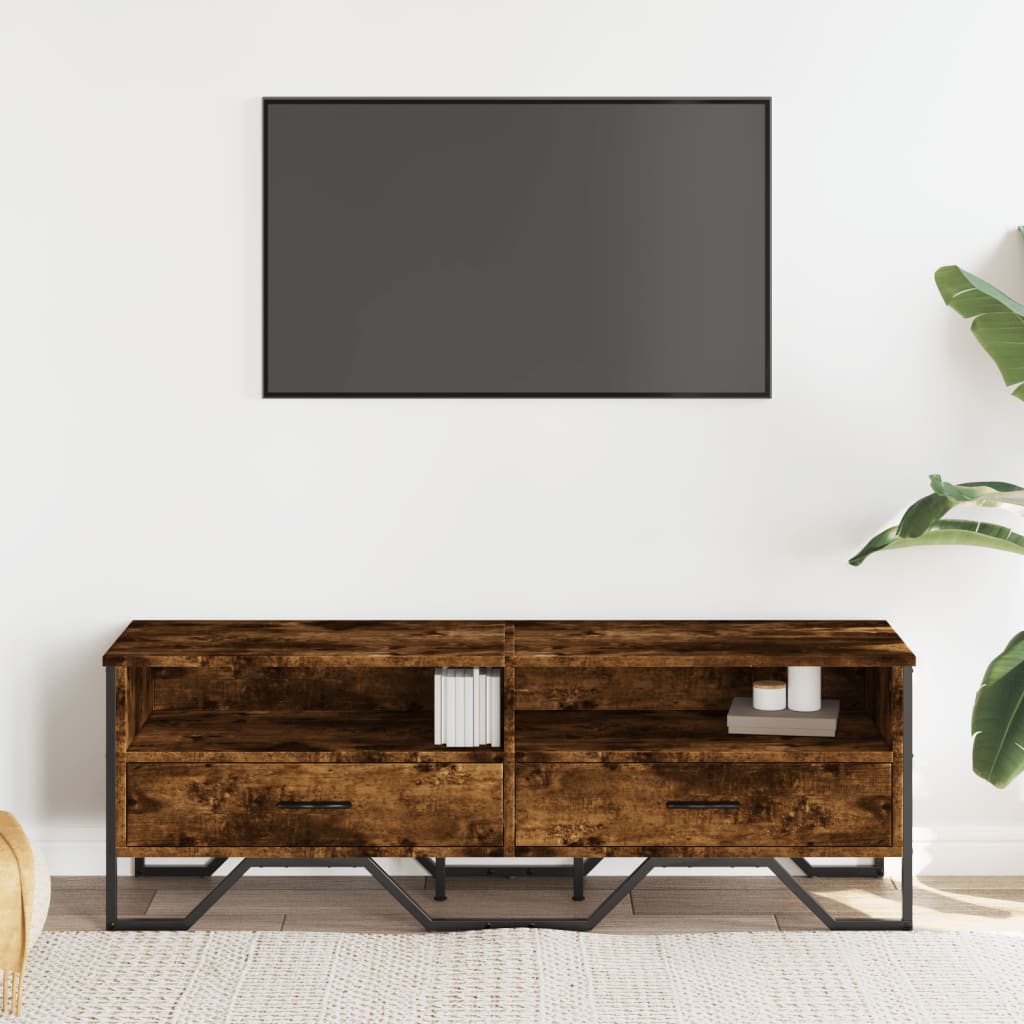 Tv-meubel 122x34x41 cm bewerkt hout gerookt eikenkleurig is nu te koop bij PeponiXL, paradijselijk wonen!