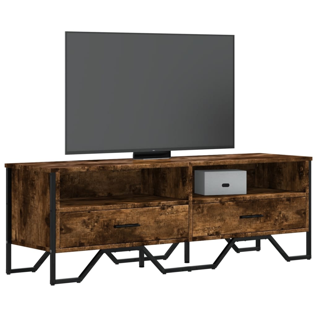 Tv-meubel 122x34x41 cm bewerkt hout gerookt eikenkleurig is nu te koop bij PeponiXL, paradijselijk wonen!