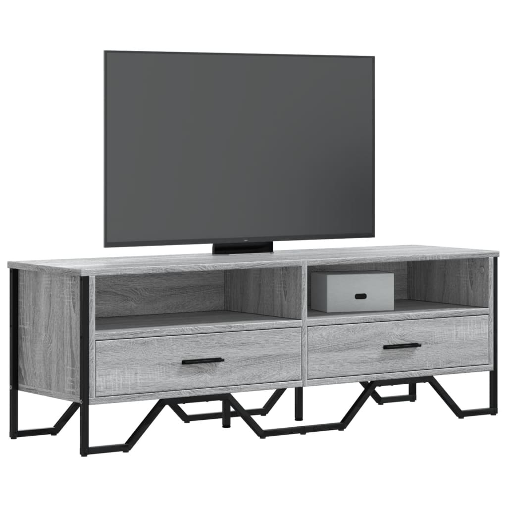 Tv-meubel 122x34x41 cm bewerkt hout grijs sonoma eikenkleurig is nu te koop bij PeponiXL, paradijselijk wonen!