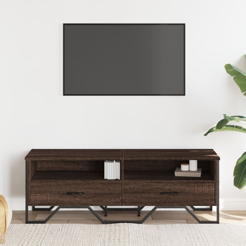 Tv-meubel 122x34x41 cm bewerkt hout bruin eikenkleurig is nu te koop bij PeponiXL, paradijselijk wonen!