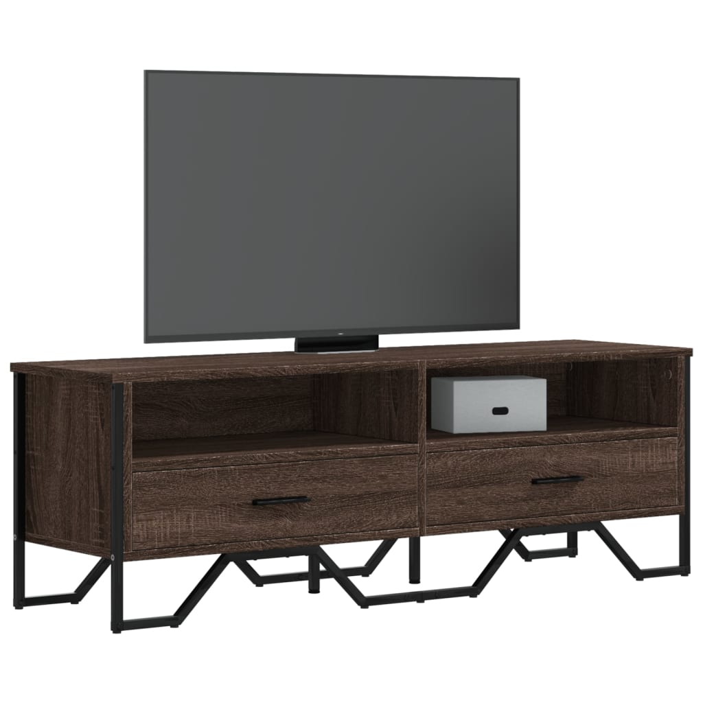 Tv-meubel 122x34x41 cm bewerkt hout bruin eikenkleurig is nu te koop bij PeponiXL, paradijselijk wonen!