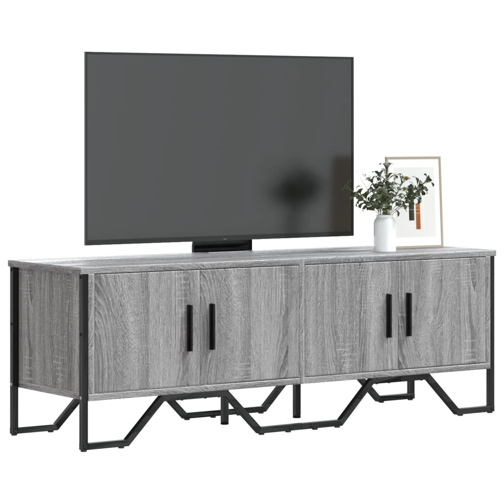 Tv-meubel 122x34x41 cm bewerkt hout grijs sonoma eikenkleurig is nu te koop bij PeponiXL, paradijselijk wonen!