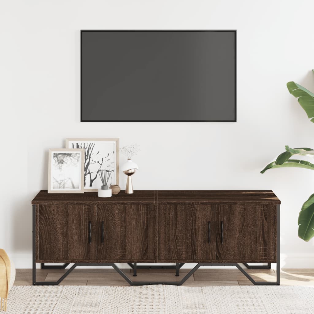 Tv-meubel 122x34x41 cm bewerkt hout bruin eikenkleurig is nu te koop bij PeponiXL, paradijselijk wonen!