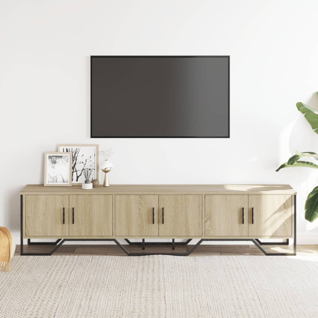 Tv-meubel 180x34x41 cm bewerkt hout sonoma eikenkleurig is nu te koop bij PeponiXL, paradijselijk wonen!