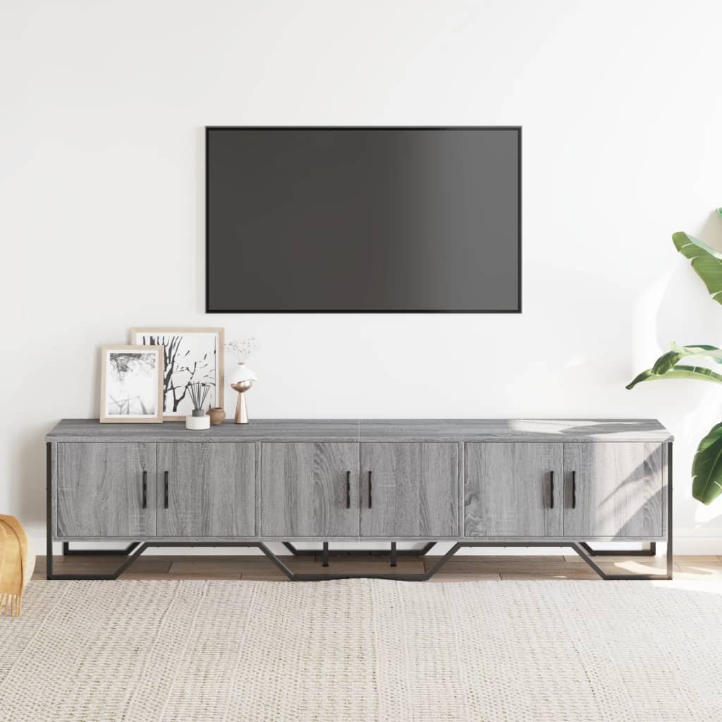 Tv-meubel 180x34x41 cm bewerkt hout grijs sonoma eikenkleurig is nu te koop bij PeponiXL, paradijselijk wonen!