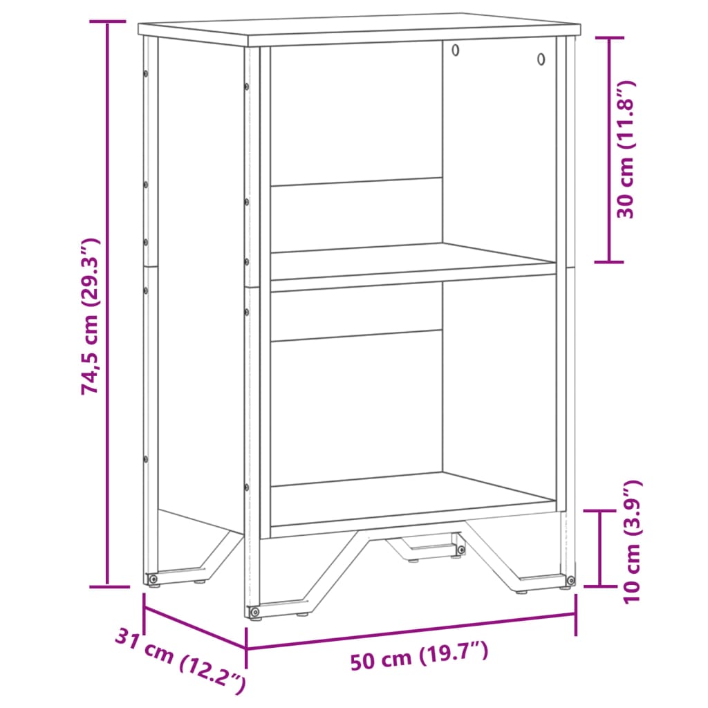 Boekenkast 50x31x74,5 cm bewerkt hout sonoma eikenkleurig is nu te koop bij PeponiXL, paradijselijk wonen!