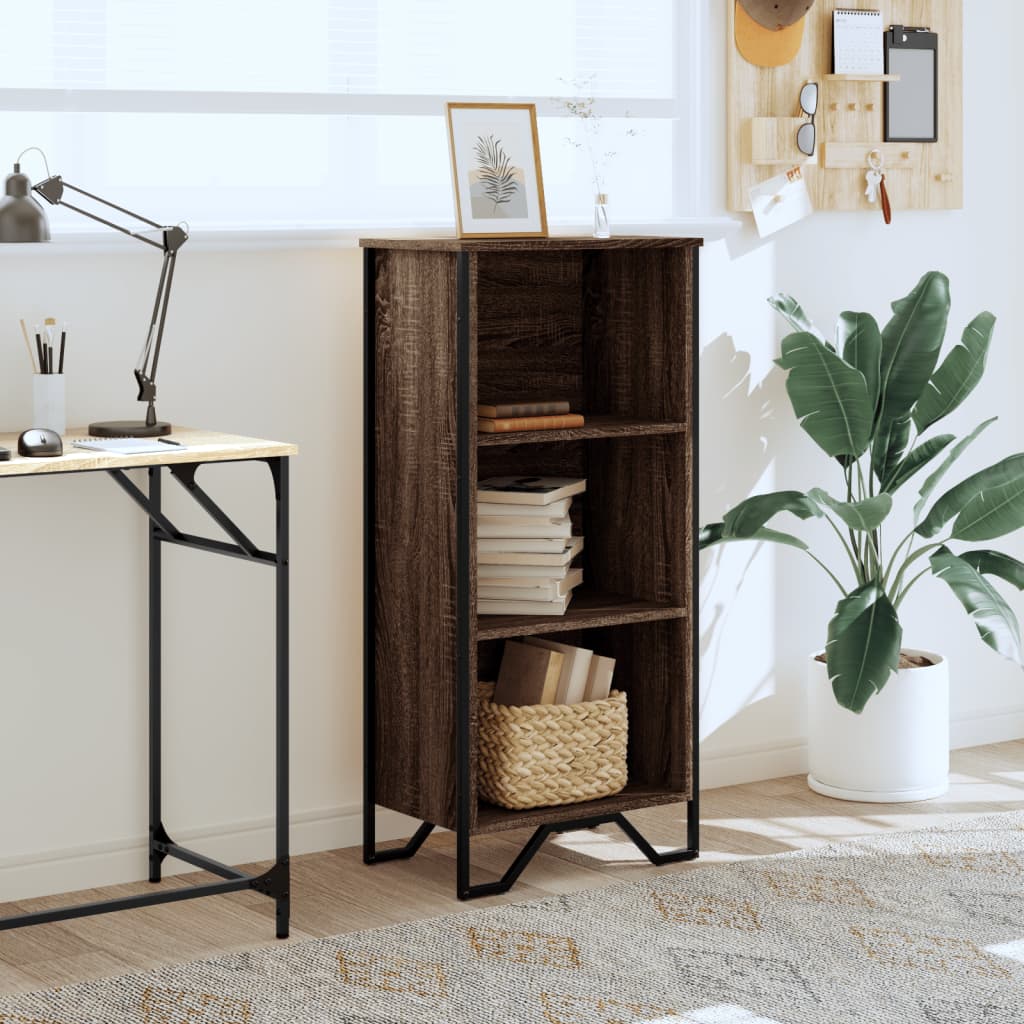 Boekenkast 50x31x106 cm bewerkt hout bruin eikenkleurig is nu te koop bij PeponiXL, paradijselijk wonen!