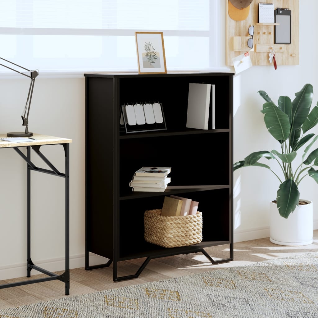 Boekenkast 80x31x106 cm bewerkt hout zwart is nu te koop bij PeponiXL, paradijselijk wonen!