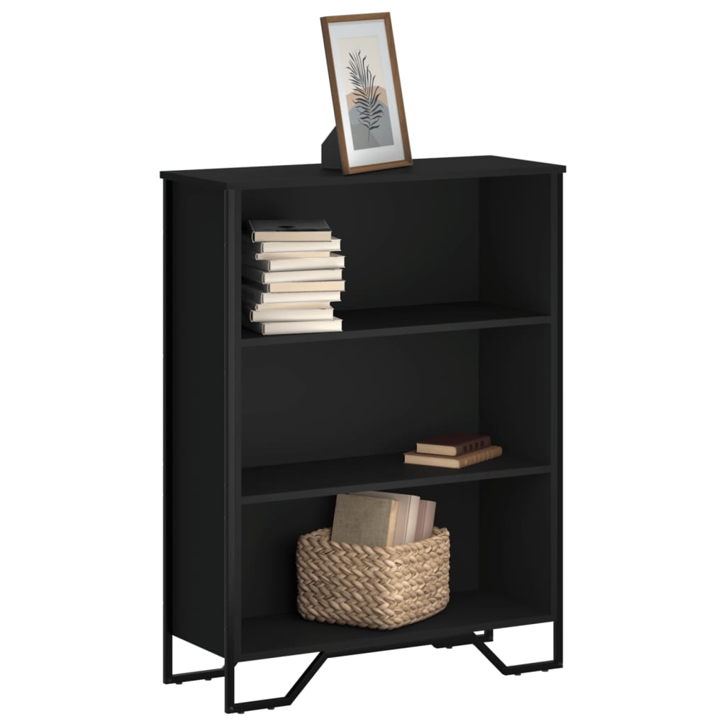Boekenkast 80x31x106 cm bewerkt hout zwart is nu te koop bij PeponiXL, paradijselijk wonen!