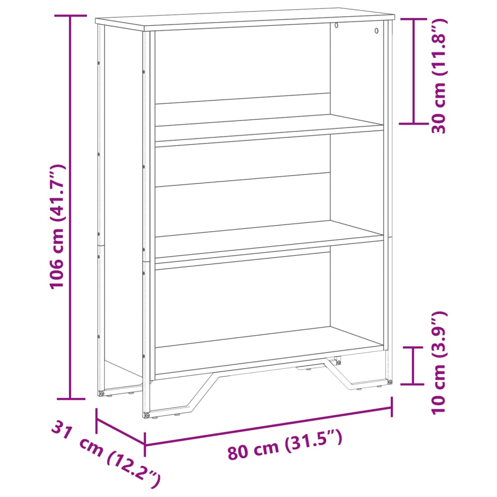 Boekenkast 80x31x106 cm bewerkt hout sonoma eikenkleurig is nu te koop bij PeponiXL, paradijselijk wonen!