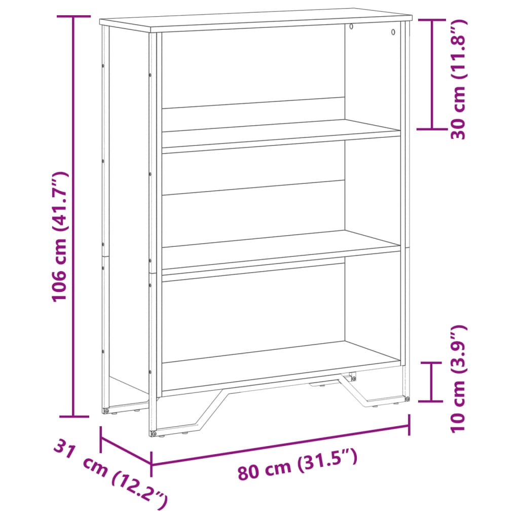 Boekenkast 80x31x106 cm bewerkt hout gerookt eikenkleurig is nu te koop bij PeponiXL, paradijselijk wonen!