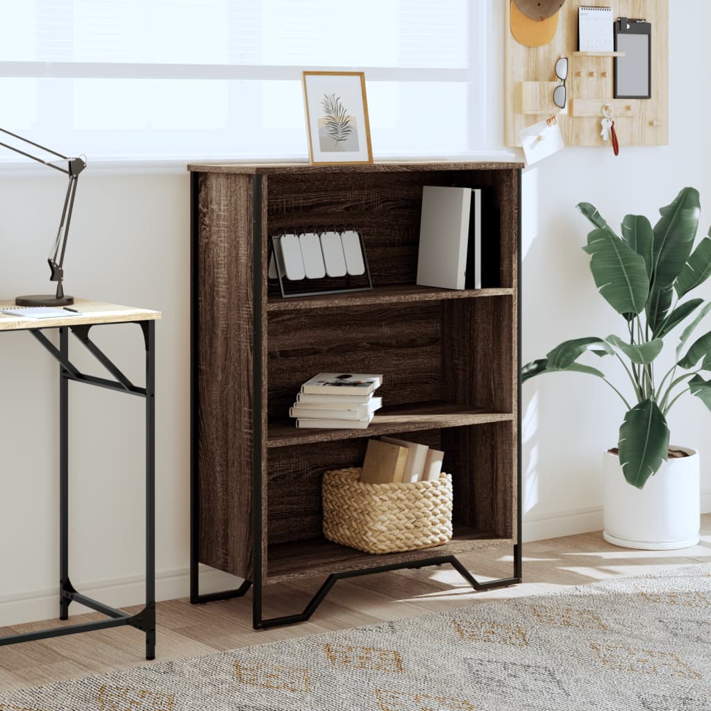 Boekenkast 80x31x106 cm bewerkt hout bruin eikenkleurig is nu te koop bij PeponiXL, paradijselijk wonen!