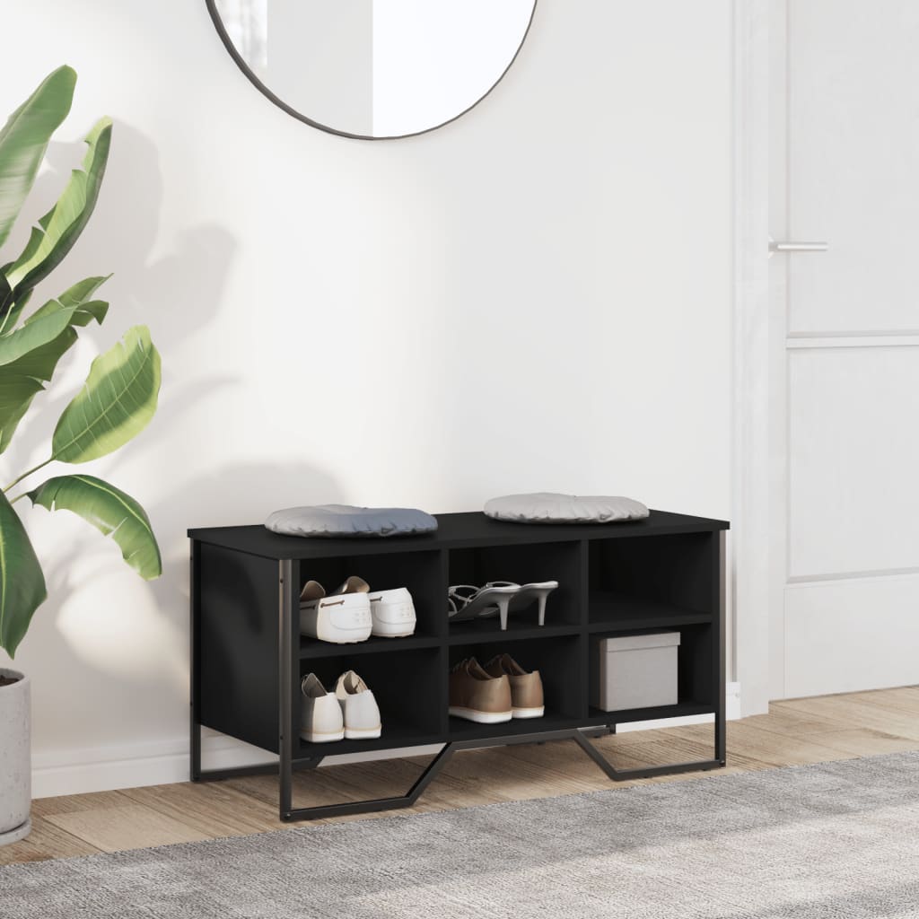 Schoenenkast 90x38x45,5 cm bewerkt hout zwart is nu te koop bij PeponiXL, paradijselijk wonen!