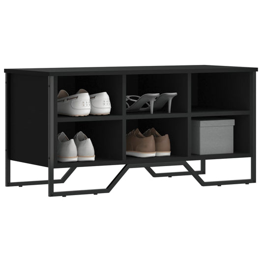 Schoenenkast 90x38x45,5 cm bewerkt hout zwart is nu te koop bij PeponiXL, paradijselijk wonen!