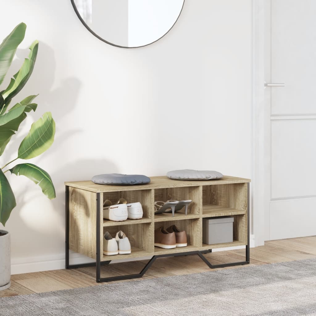 Schoenenkast 90x38x45,5 cm bewerkt hout sonoma eikenkleurig is nu te koop bij PeponiXL, paradijselijk wonen!