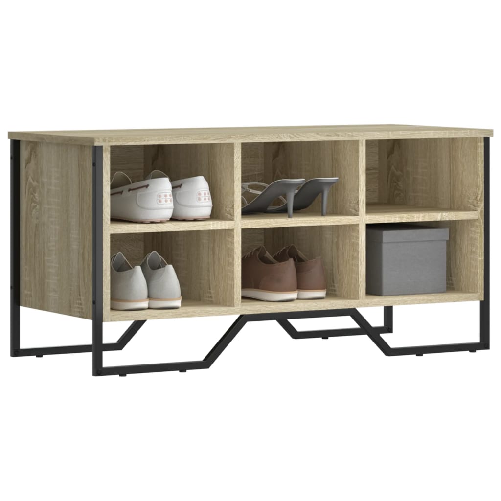 Schoenenkast 90x38x45,5 cm bewerkt hout sonoma eikenkleurig is nu te koop bij PeponiXL, paradijselijk wonen!
