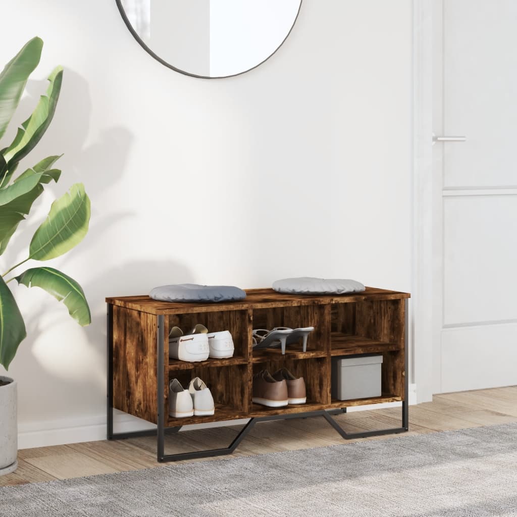 Schoenenkast 90x38x45,5 cm bewerkt hout gerookt eikenkleurig is nu te koop bij PeponiXL, paradijselijk wonen!
